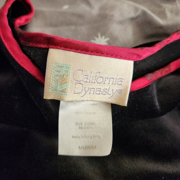 CALIFORNIA DYNASTY WOMAN'S Chinese SATIN 2‎ PC PJ PAJAMAS LOUNGE SET SZ M Velvet - Picture 7 of 13
